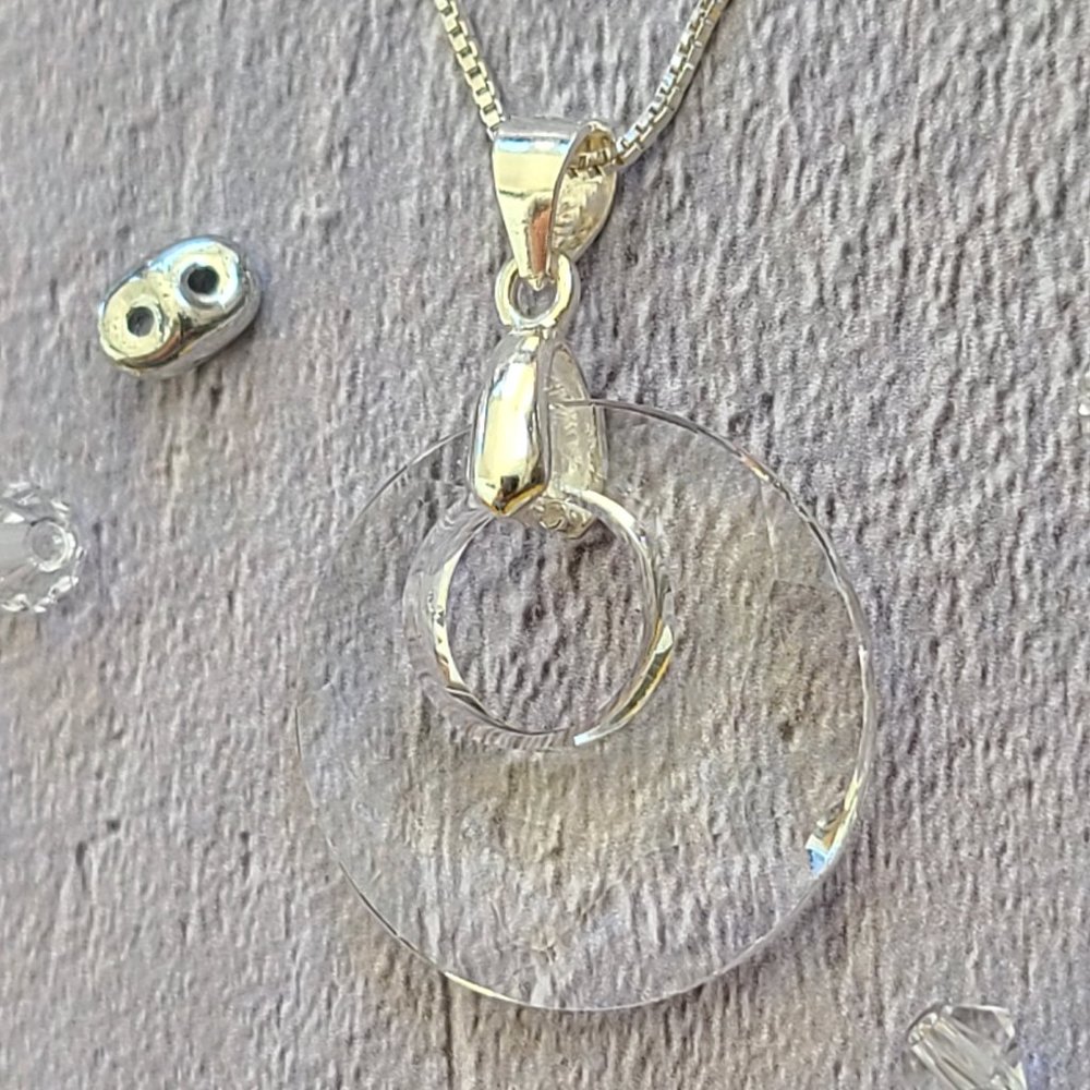 Swarovski® Crystal Clear Round Pendant on a Real Sterling Silver Chain